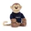 Bashful Monkey with Personalised Navy Jumper