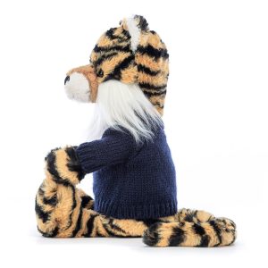 Bashful Tiger with Personalised Navy Jumper