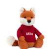 Bashful Fox Cub with Personalised Red Jumper