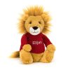 Bashful Lion with Personalised Red Jumper