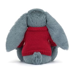 Blossom Dusky Blue Bunny with Personalised Red Jumper