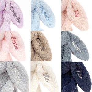 Personalised Bashful Silver Bunny Medium